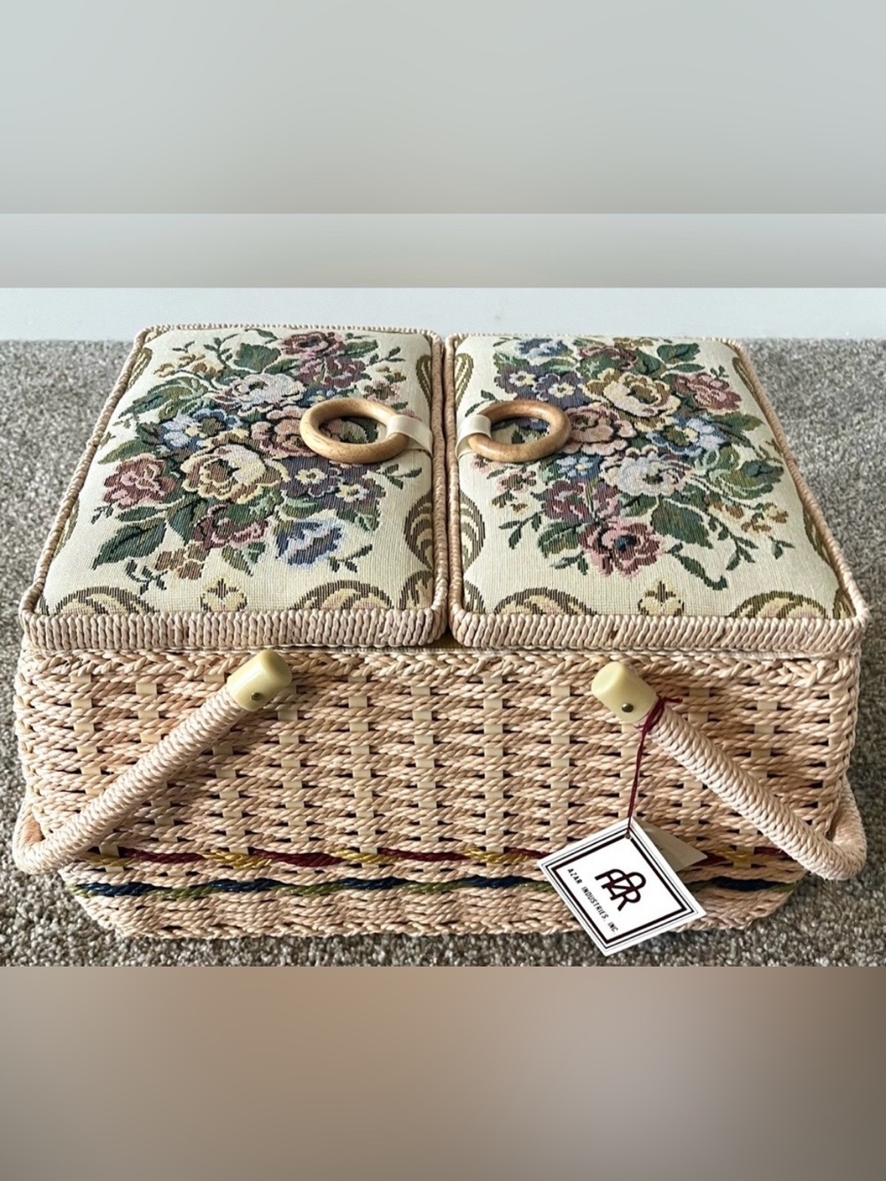 AZAR Vintage Handmade Sewing Basket NEW